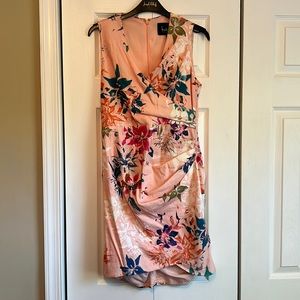 Nicole Miller Sleeveless Floral Ruched Dress • EUC • 10